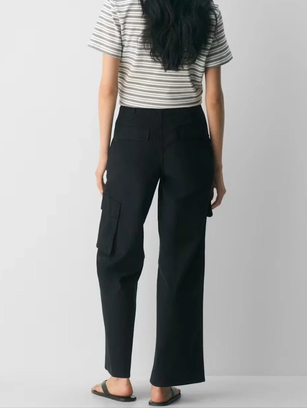Aritzia WILFRED FREE Picture Cargo Pant Black Wide Leg Sz 0